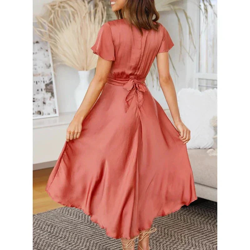 Rosella™ | Elegant Midi Dress with Ruffled Sleeves