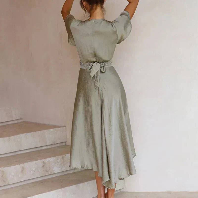 Rosella™ | Elegant Midi Dress with Ruffled Sleeves