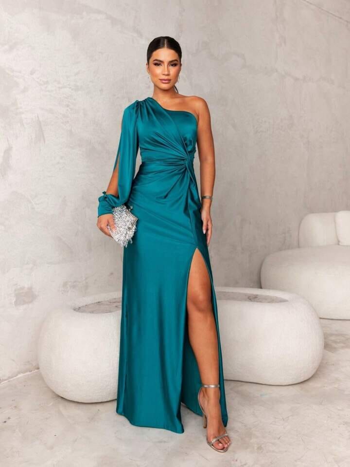 Victoria™ | Elegant Silk Robe with Slit