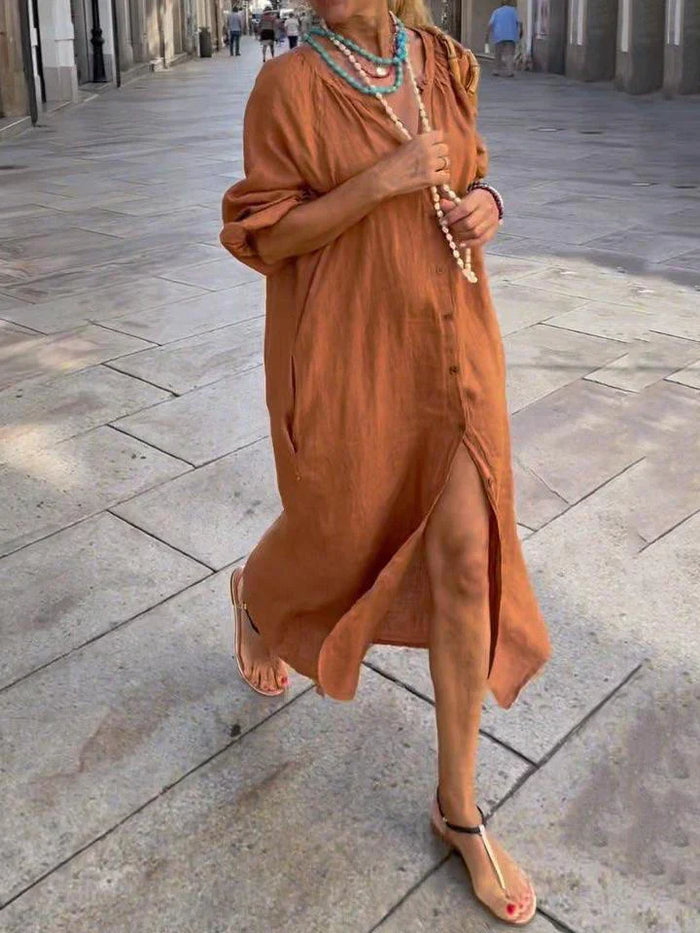 Mikaela - Long Dress With Button