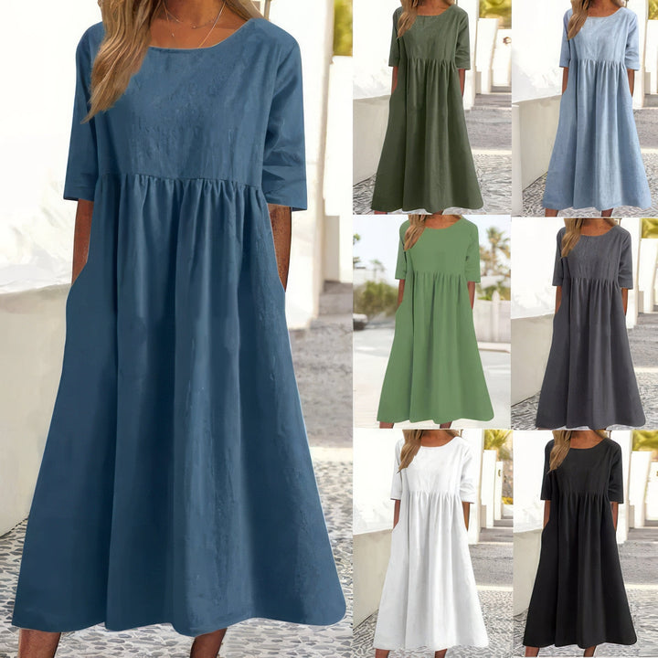 Maikee - Soft Dress With Round Neck And Pockets