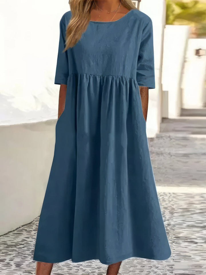 Maikee - Soft Dress With Round Neck And Pockets