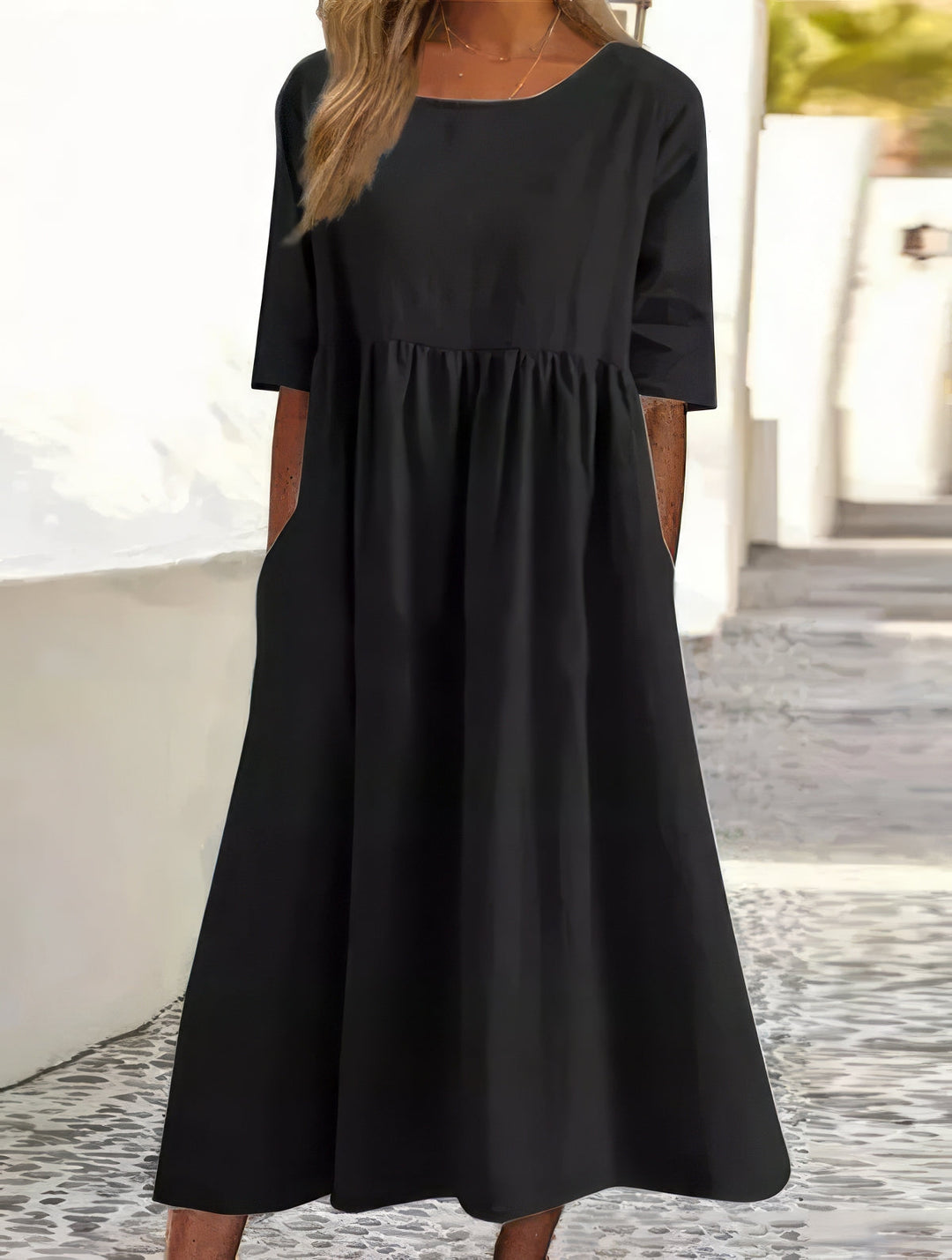 Maikee - Soft Dress With Round Neck And Pockets