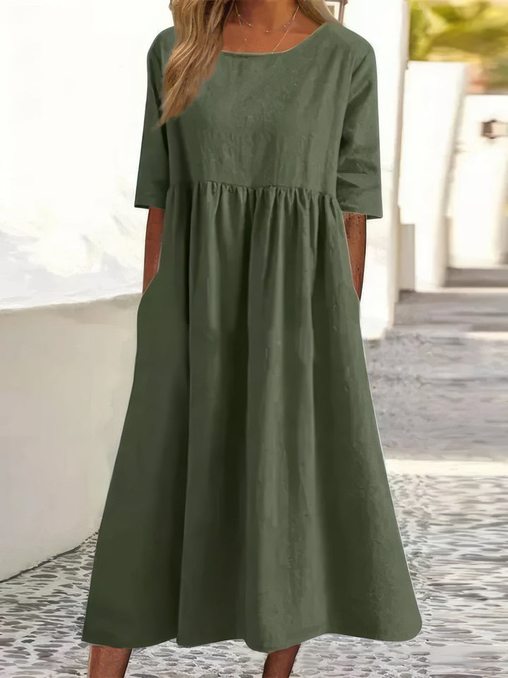 Maikee - Soft Dress With Round Neck And Pockets