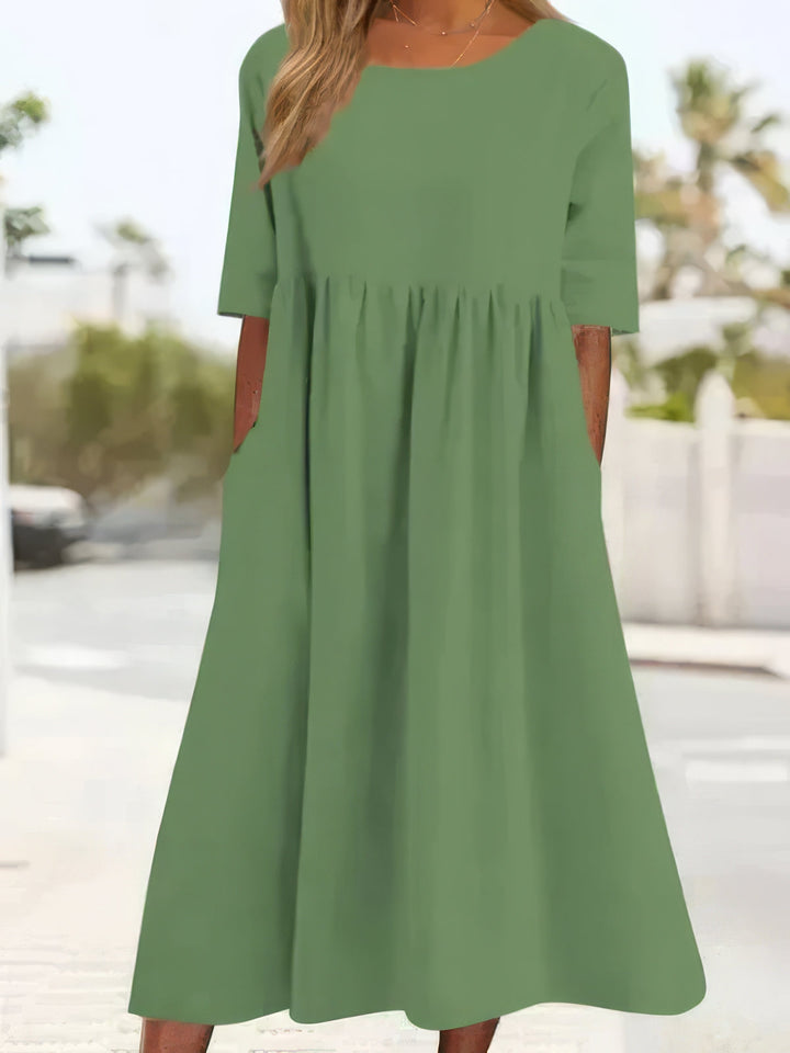Maikee - Soft Dress With Round Neck And Pockets